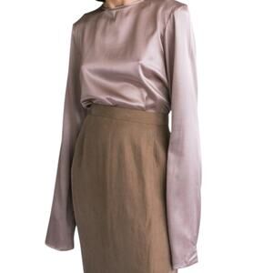 Baserange Silk Domond Long Sleeve Top in Mountain Brown